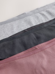 Grey/Navy Hipster Cotton Rib Knickers 3 Pack - Image 9 of 10