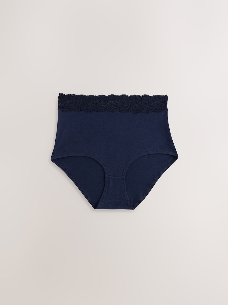 Blue Ditsy Full Brief Lace Knickers 4 Pack - Image 2 of 7