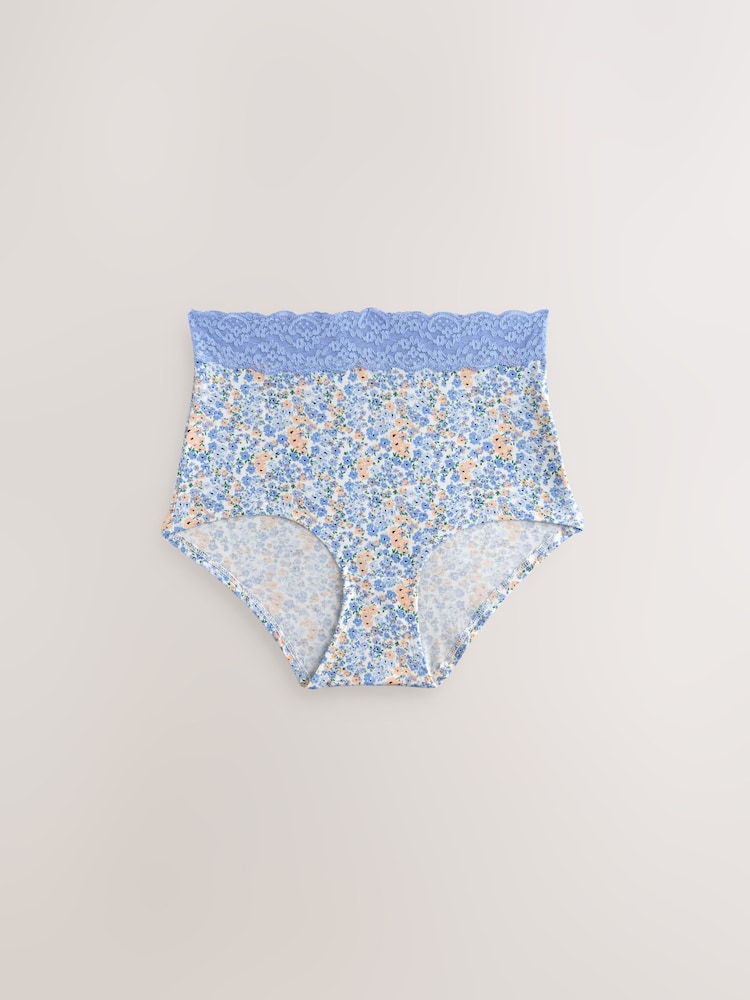 Blue Ditsy Full Brief Lace Knickers 4 Pack - Image 3 of 7