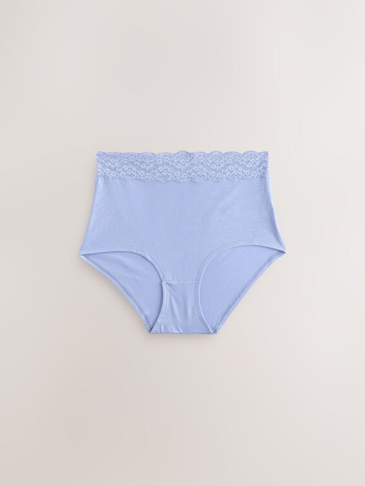 Blue Ditsy Full Brief Lace Knickers 4 Pack - Image 4 of 7
