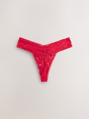 Red/Pink Thong Floral Lace Knickers 3 Pack - Image 6 of 10
