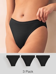 Black High Leg Seamless Rib Knickers 3 Pack - Image 1 of 8