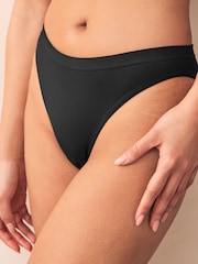 Black High Leg Seamless Rib Knickers 3 Pack - Image 4 of 8