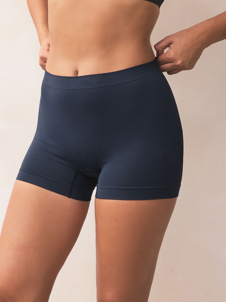 Navy/Lilac/Cream Short Seamless Rib Knickers 3 Pack - Image 2 of 9