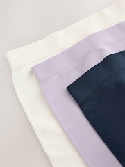 Navy/Lilac/Cream Short Seamless Rib Knickers 3 Pack - Image 9 of 9