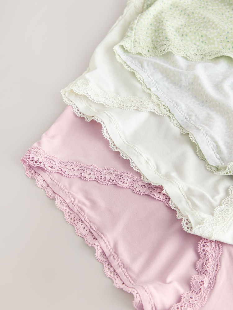 Pink / White / Green Print Midi Knickers 3 Pack - Image 10 of 10
