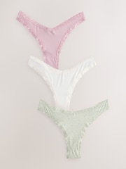Pink/White/Green Print Brazilian Knickers 3 Pack - Image 5 of 6