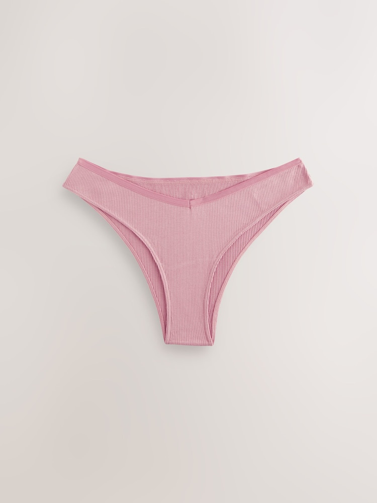 Grey/Navy Brazilian Cotton Rib Knickers 3 Pack - Image 3 of 6