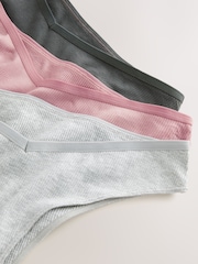 Grey/Navy Brazilian Cotton Rib Knickers 3 Pack - Image 5 of 6