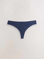 Navy Thong No VPL Scallop Edge Knickers - Image 4 of 7