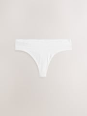 White Thong Ultimate Comfort Lace Trim Modal Briefs - Image 6 of 9