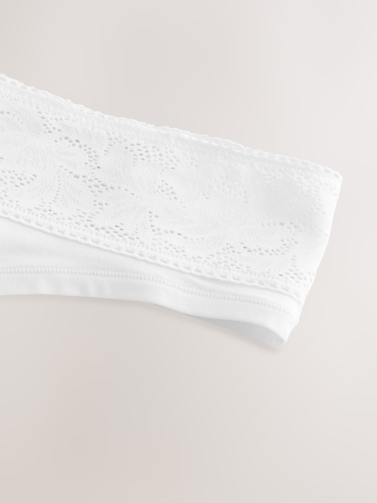 White Thong Ultimate Comfort Lace Trim Modal Briefs - Image 9 of 9