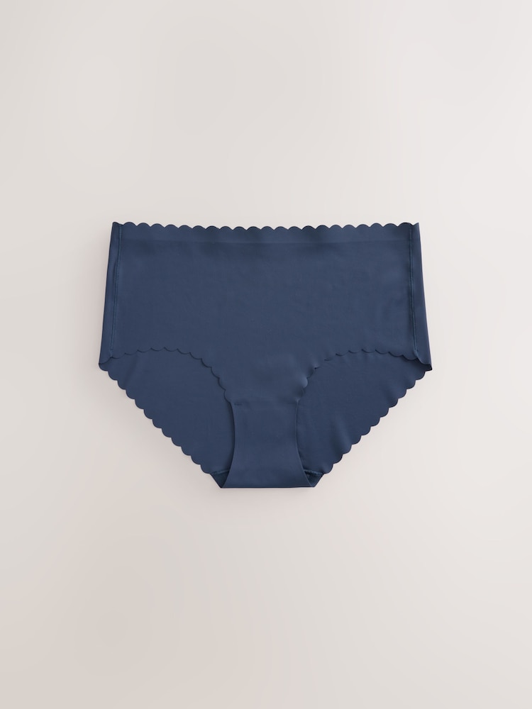 Navy Full Brief No VPL Scallop Edge Knickers - Image 1 of 3