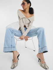 River Island Light Blue High Rise Pocket Front  Wide Leg Jeans - Image 4 of 8