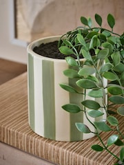 Green Artificial Trailing Plant In Stripe Ceramic Pot - Image 2 of 4