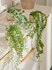 Green Artificial Trailing Plants In Mini Gold Hex Pots - Image 1 of 4