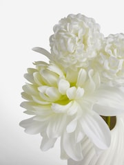 White Artificial Dahila Arrangement In Ceramic Pleated Mini Vase - Image 4 of 4