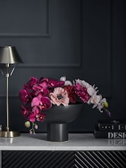 Purple Artificial Orchid in Black Contemporary Vase - Image 1 of 4