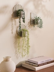 Set of 3 Natural Metal Wall Hanging Artificial Trailing Plants - Image 1 of 5