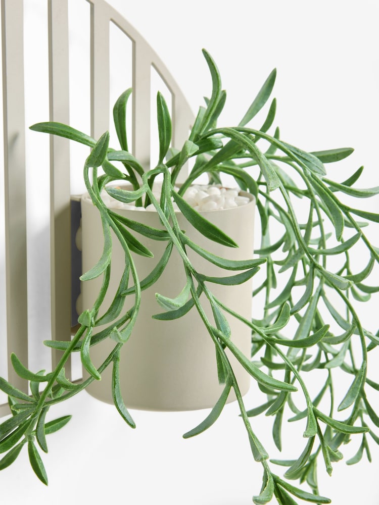 Set of 3 Natural Metal Wall Hanging Artificial Trailing Plants - Image 3 of 5