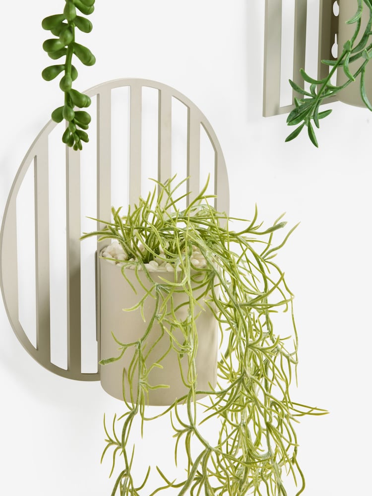 Set of 3 Natural Metal Wall Hanging Artificial Trailing Plants - Image 5 of 5