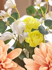 Pink/Green Artificial Dahlia Arrangement In Ceramic Vase - Image 2 of 4