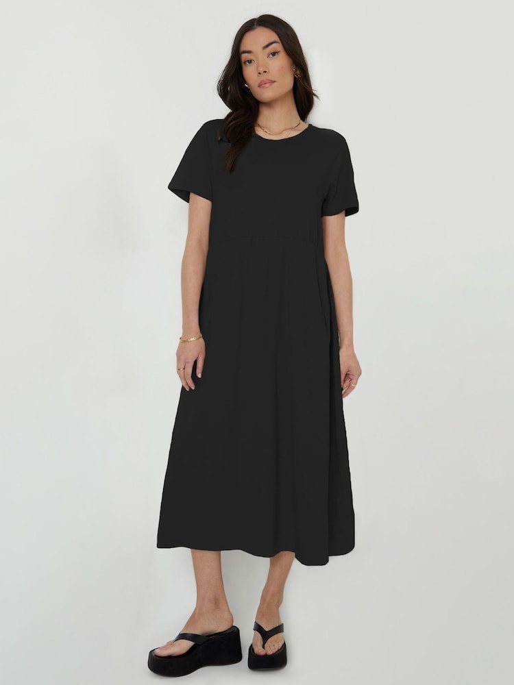 Threadbare Black 100% Cotton Smock Style Midi Dress 2 Pack - Image 2 of 3