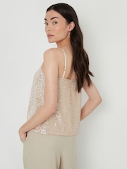 Threadbare Gold Party Sequin V-Neck Cami Vest Top - Image 2 of 4