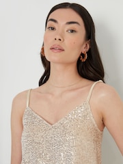 Threadbare Gold Party Sequin V-Neck Cami Vest Top - Image 4 of 4