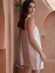 Threadbare Gold Party Sequin V-Neck Cami Dress - Image 2 of 4
