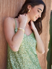 Threadbare Green Party Sequin V-Neck Cami Dress - Image 8 of 8