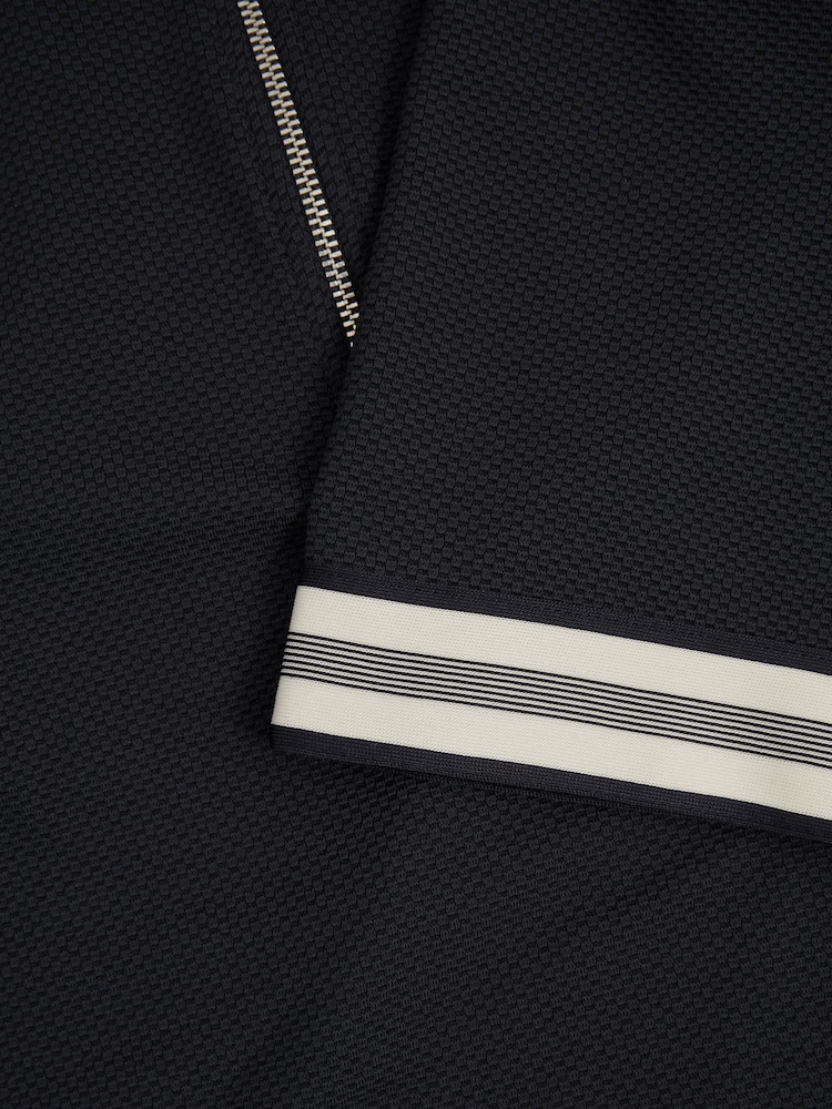 Marineblau - Reiss Bristol Strukturiertes Poloshirt mit Kontrastbesatz und halbem Reissverschluss - Bild 6 von 6 Marineblau - Reiss Bristol Strukturiertes Poloshirt mit Kontrastbesatz und halbem Reissverschluss - Bild 6 von 6