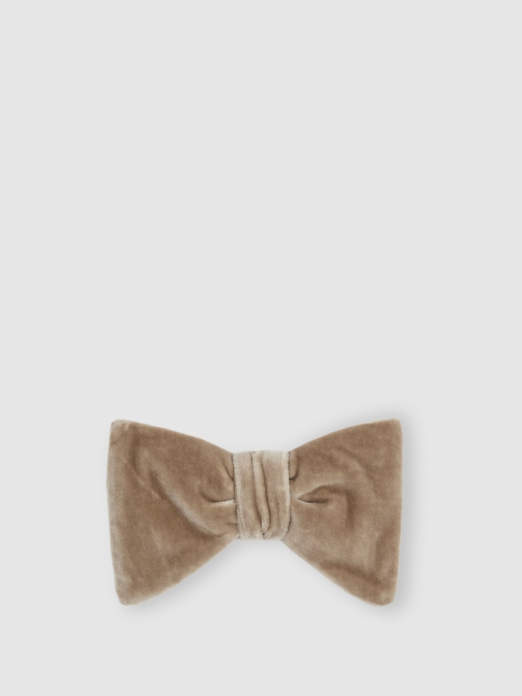Reiss Taupe Brown Hike Velvet Bow Tie - Image 1 of 4
