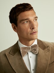 Reiss Taupe Brown Hike Velvet Bow Tie - Image 2 of 4