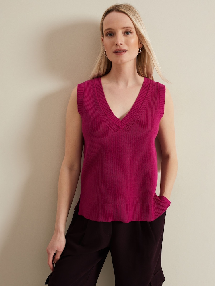 Phase Eight Purple Marianna V-Neck Tank - Image 1 of 5