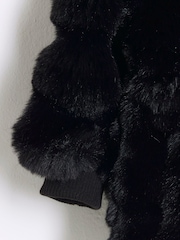 River Island Black Girls Bobble Faux Fur Coat - Image 3 of 4