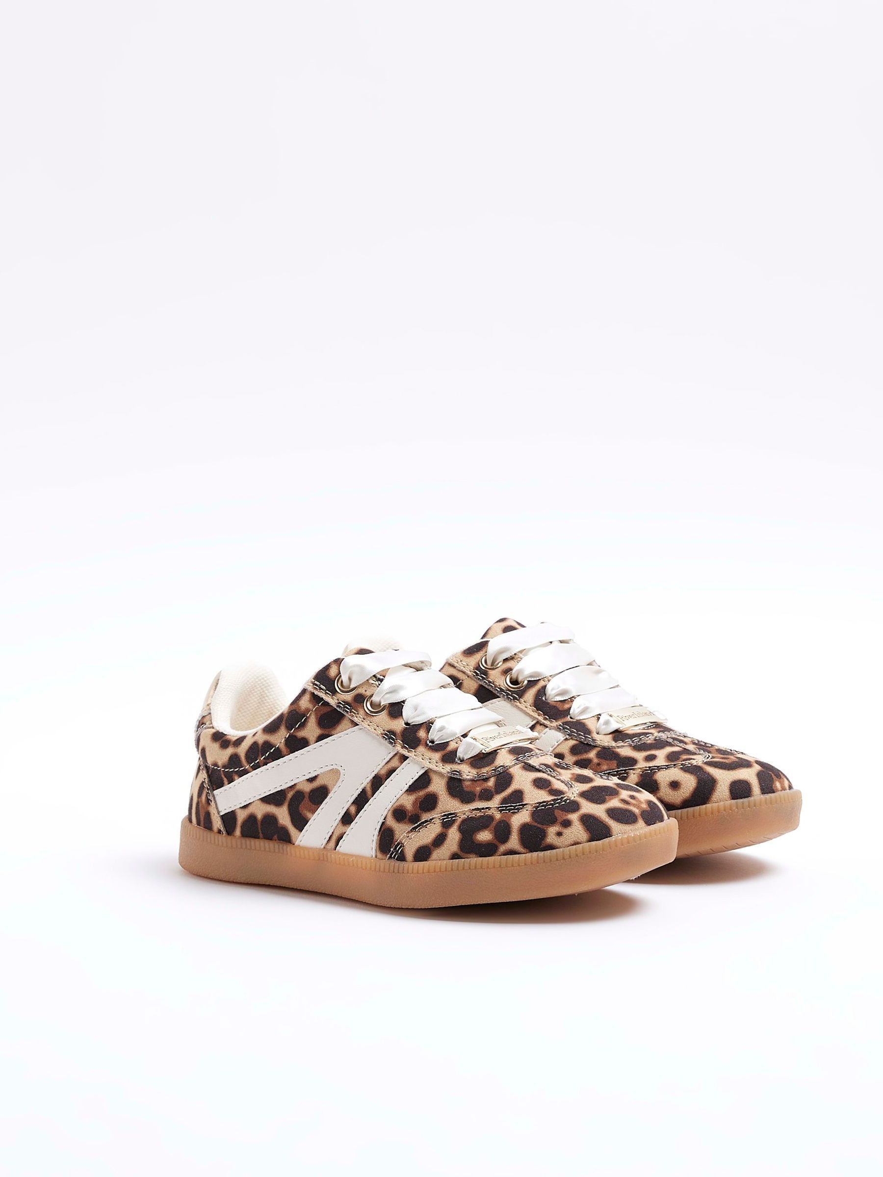 Buy River Island Brown Girls Leopard Side Stripe Trainers Buy River Island Brown Girls Leopard Side Stripe Trainers