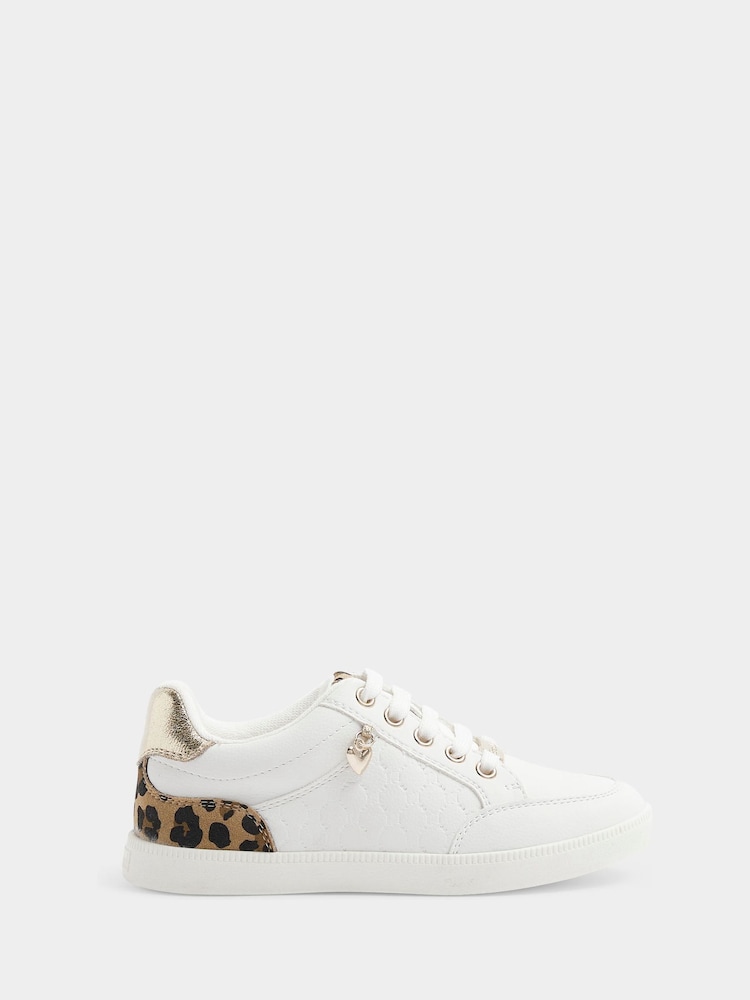 River Island White Girls Leopard Embossed Trainers - Image 1 of 4 River Island White Girls Leopard Embossed Trainers - Image 1 of 4