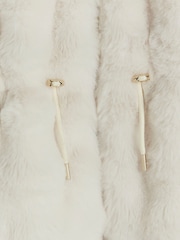 River Island Cream Girls Bobble Faux Fur Coat - Image 2 of 3