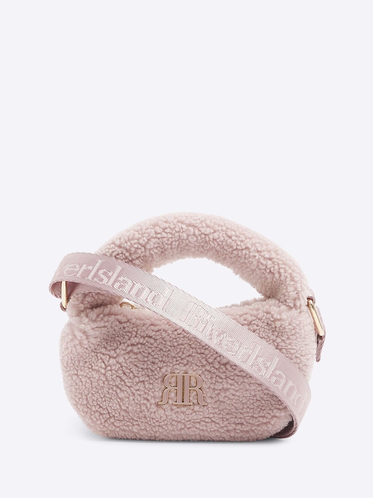 River Island Pink Girls Borg Grab Mini Bag - Image 1 of 5
