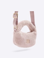 River Island Pink Girls Borg Grab Mini Bag - Image 4 of 5