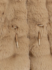 River Island Brown Girls Toffee Bobble Faux Fur Coat - Image 3 of 4