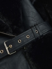 River Island Black Girls Panelled Faux Fur Coat - Image 3 of 3