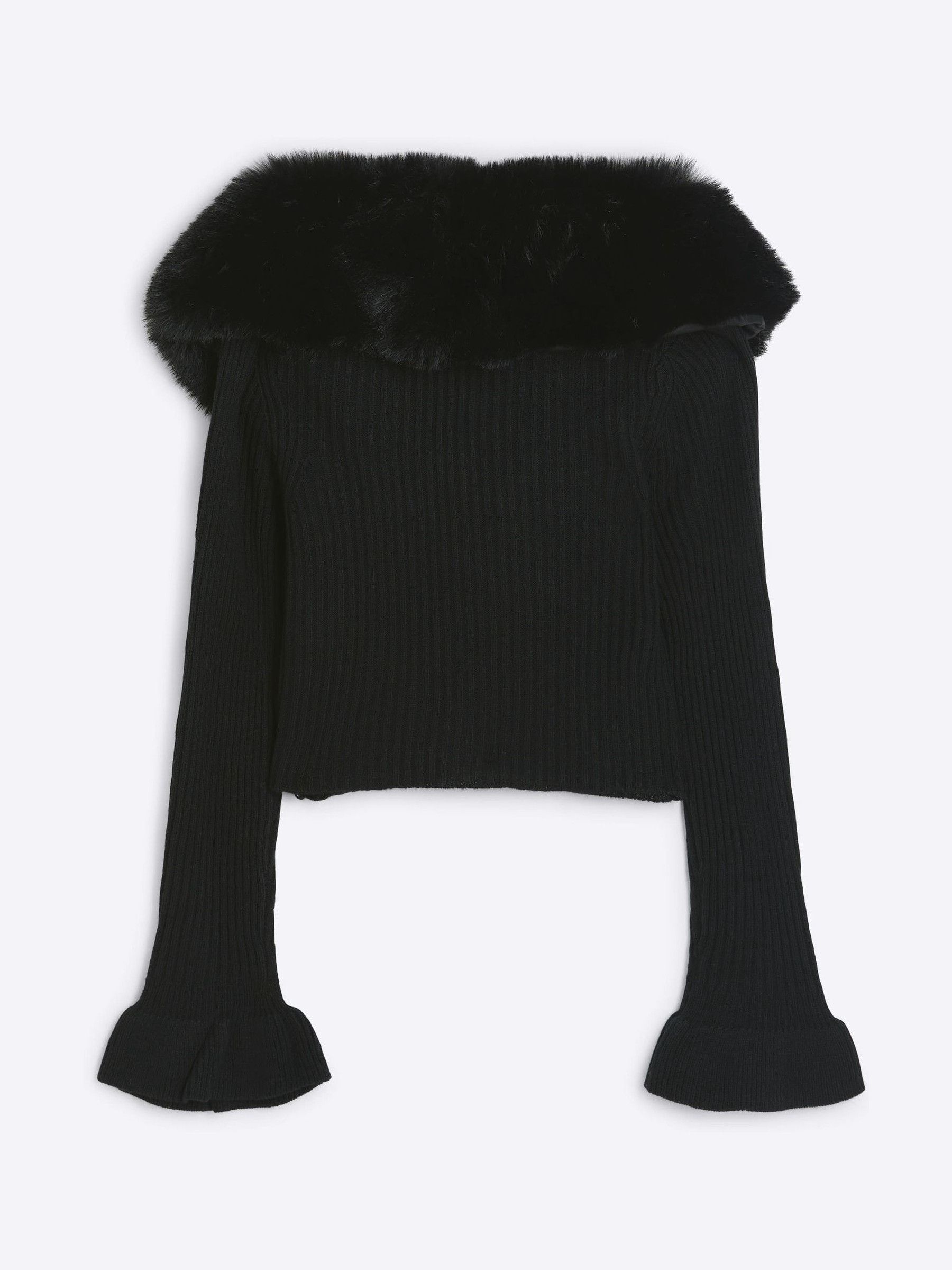 River island fur collar cardigan top