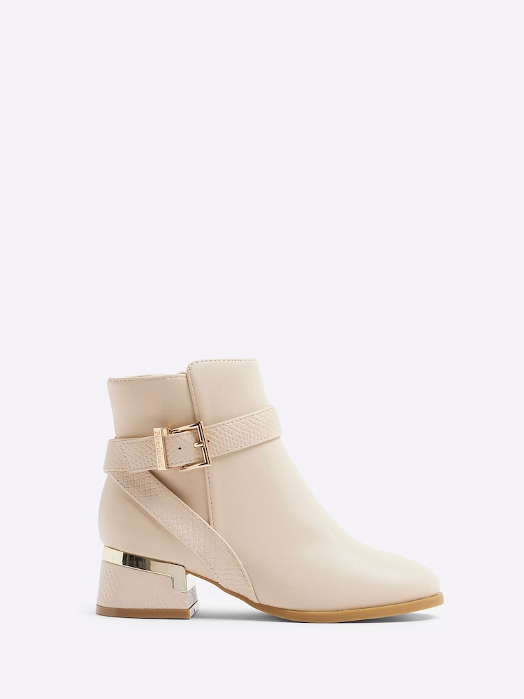 River Island Cream Girls Heeled Boots - Image 1 of 5
