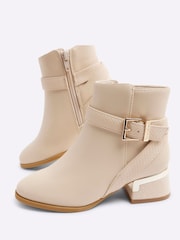 River Island Cream Girls Heeled Boots - Image 4 of 5