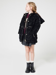 River Island Black Girls Glam Heart Padded Coat - Image 1 of 6