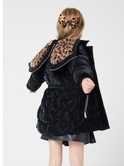 River Island Black Girls Glam Heart Padded Coat - Image 2 of 6
