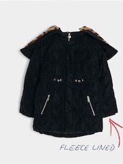 River Island Black Girls Glam Heart Padded Coat - Image 5 of 6