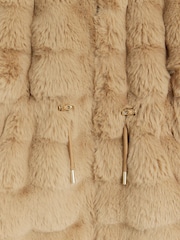 River Island Brown Girls Bobble Faux Fur Coat - Image 3 of 3